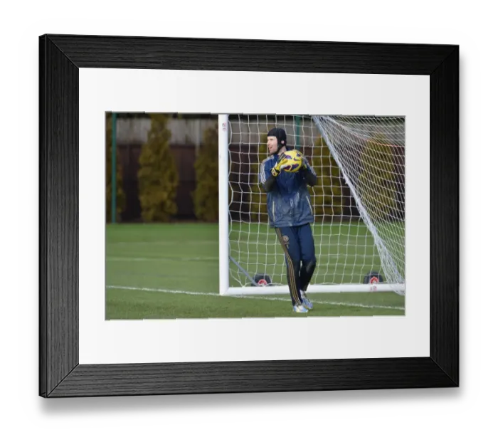 Framed Print : Chelsea FC: Petr Cech in Action at Cobham Training Ground - Preparing for Barclays Premier League Battle Framed Print : Chelsea FC: Petr Cech in Action at Cobham Training Ground - Preparing for Barclays Premier League Battle