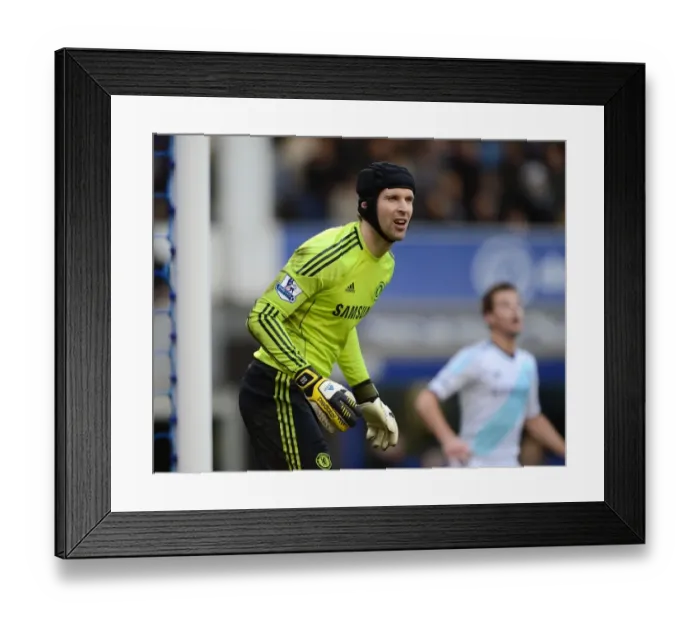 Framed Print : Petr Cech in Action: Everton vs. Chelsea, Premier League Showdown at Goodison Park - December 30, 2012