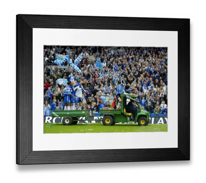 Framed Print : Chelsea's Premier League Champions: A Unique Victory Celebration with Huth, Cudicini, Carvalho, Pidgeley, Forsell, and Drogba on a Tractor Framed Print : Chelsea's Premier League Champions: A Unique Victory Celebration with Huth, Cudicini, Carvalho, Pidgeley, Forsell, and Drogba on a Tractor