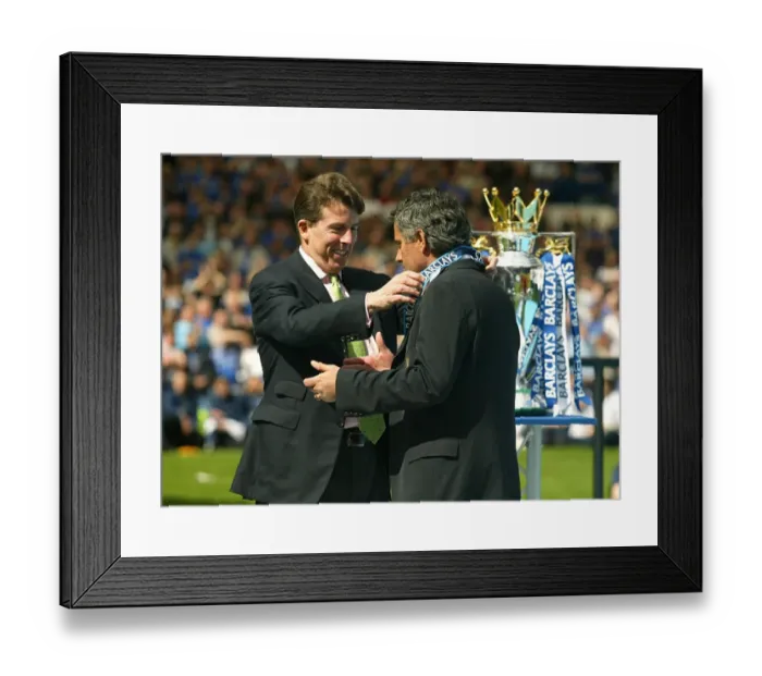 Framed Print : Jose Mourinho Receives Premier League Winners Medal Against Manchester United (2005-2006) Framed Print : Jose Mourinho Receives Premier League Winners Medal Against Manchester United (2005-2006)