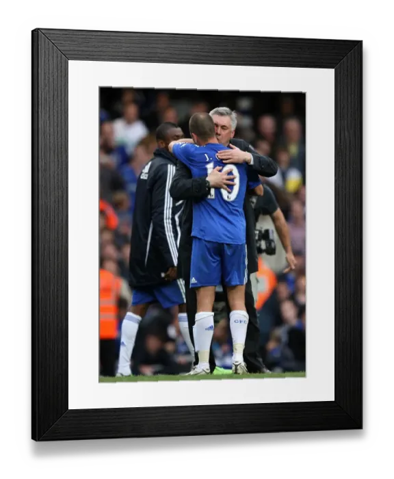 Framed Print : Chelsea Football Club: Premier League Victory 2009-2010 - Joe Cole and Carlo Ancelotti Embrace Triumph