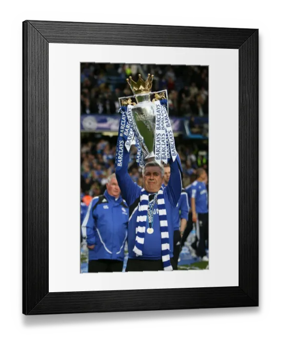 Framed Print : Carlo Ancelotti Celebrates Premier League Victory with Chelsea Football Club (2009-2010)
