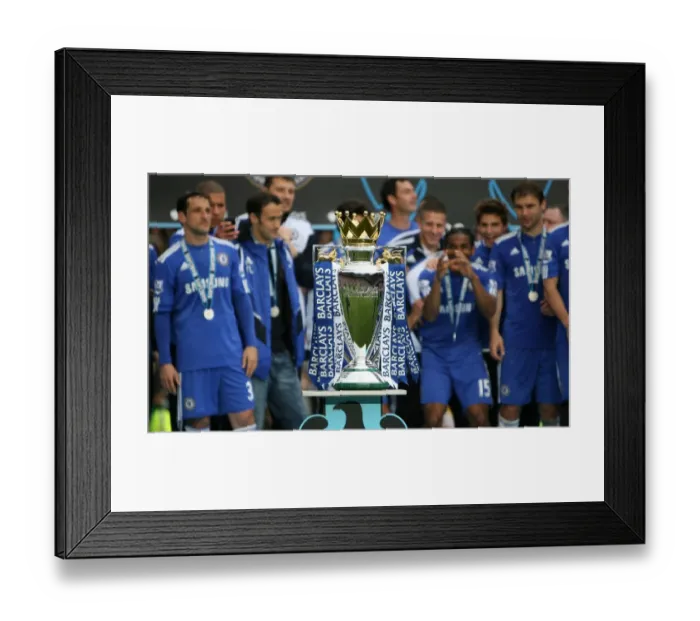 Framed Print : Triumphant Chelsea: Premier League Champions 2009-2010 with the Trophy at Stamford Bridge