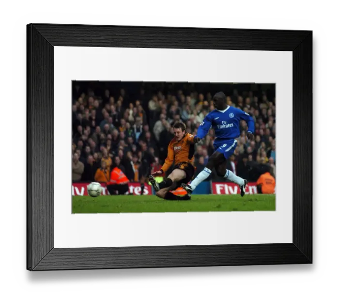 Framed Print : Jimmy Floyd Hasselbaink's Double Strike: Chelsea vs. Wolverhampton Wanderers, FA Barclaycard Premiership Framed Print : Jimmy Floyd Hasselbaink's Double Strike: Chelsea vs. Wolverhampton Wanderers, FA Barclaycard Premiership