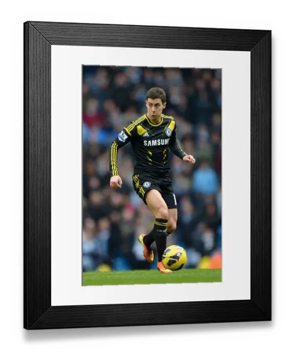 Framed Print : Eden Hazard in Action: Manchester Derby - Chelsea at Etihad Stadium (February 24, 2013)