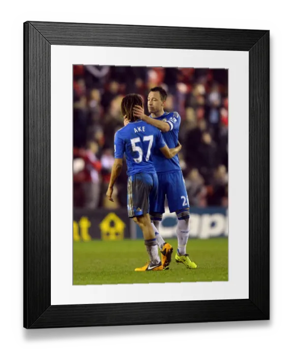 Framed Print : United in Victory: John Terry and Nathan Ake Celebrate Chelsea's FA Cup Fifth Round Triumph at Middlesbrough's Riverside Stadium (February 2013)
