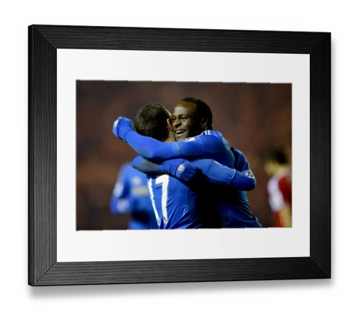Framed Print : Chelsea's Victor Moses and Eden Hazard: Unstoppable Duo Celebrates Goals in FA Cup Fifth Round Clash vs. Middlesbrough (February 2013)