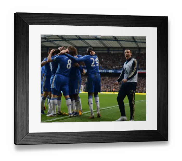 Framed Print : John Terry and Frank Lampard: Celebrating the First Goal Against West Ham United at Stamford Bridge, Barclays Premier League Framed Print : John Terry and Frank Lampard: Celebrating the First Goal Against West Ham United at Stamford Bridge, Barclays Premier League