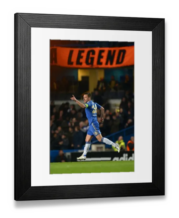 Framed Print : Chelsea's John Terry: Exulting in the Thrill of Scoring the Second Goal Against Steaua Bucharest in the Europa League Round of 16 (14th March 2013, Stamford Bridge)