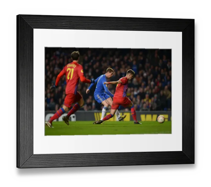 Framed Print : Fernando Torres Hat-trick: Chelsea Dominates Steaua Bucharest in Europa League Round of 16 (14th March 2013, Stamford Bridge)