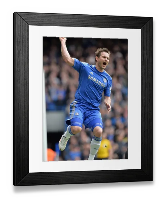 Framed Print : Frank Lampard's Double Strike: Celebrating Chelsea's Second Goal Against Swansea City (April 28, 2013)
