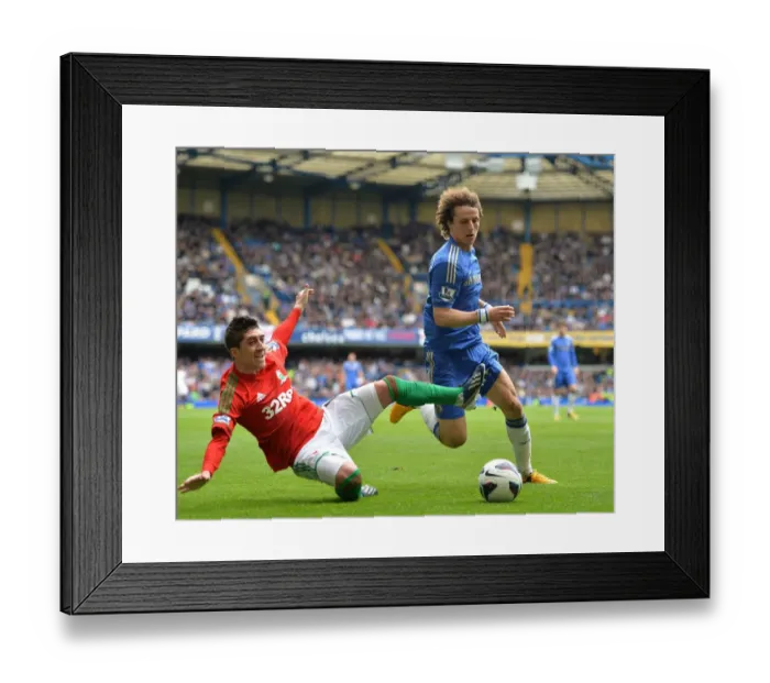 Framed Print : Intense Battle for Ball Possession: David Luiz vs. Pablo Hernandez - Chelsea FC vs. Swansea City, April 28, 2013 Framed Print : Intense Battle for Ball Possession: David Luiz vs. Pablo Hernandez - Chelsea FC vs. Swansea City, April 28, 2013