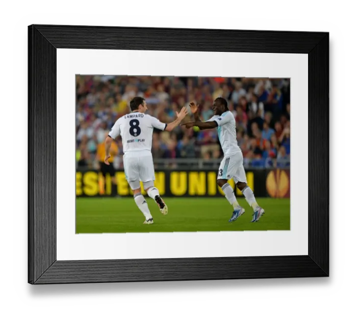 Framed Print : Chelsea's Victor Moses and Frank Lampard: A Celebration of Goal Scoring Success in the UEFA Europa League Semi-Final vs. FC Basel (April 2013)