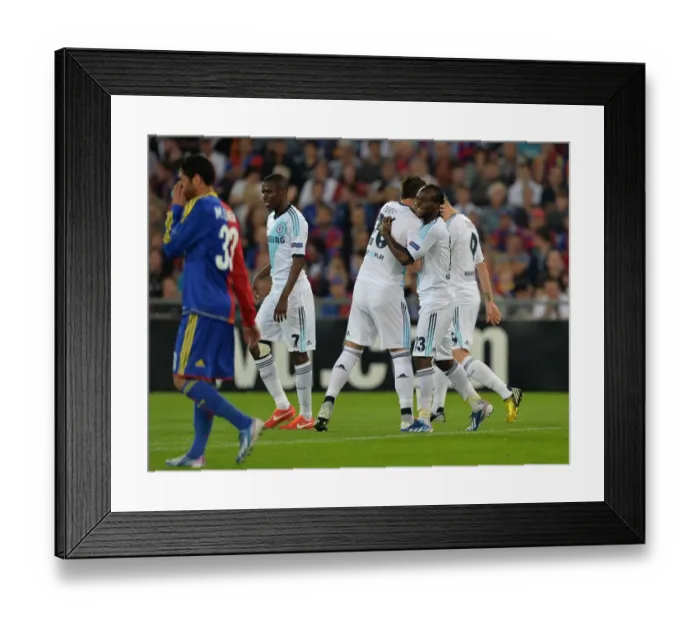 Framed Print : Chelsea's Victor Moses Scores Opening Goal, Celebrates with Team in UEFA Europa League Semi-Final vs. FC Basel (April 2013) Framed Print : Chelsea's Victor Moses Scores Opening Goal, Celebrates with Team in UEFA Europa League Semi-Final vs. FC Basel (April 2013)