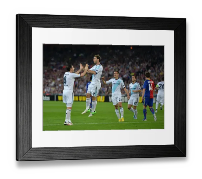 Framed Print : Celebrating Europa League Glory: Ivanovic and Lampard's Unforgettable Moment after Scoring against FC Basel (April 2013)
