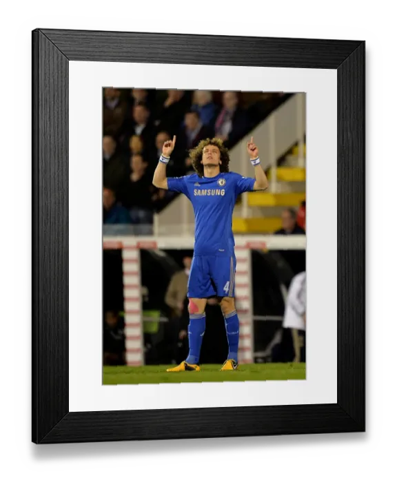 Framed Print : David Luiz Scores the Opener: Chelsea's Triumph at Fulham's Craven Cottage in the Barclays Premier League (17th April 2013) Framed Print : David Luiz Scores the Opener: Chelsea's Triumph at Fulham's Craven Cottage in the Barclays Premier League (17th April 2013)