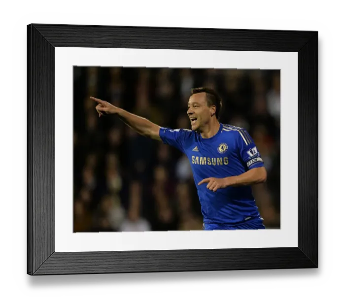 Framed Print : John Terry's Double: Chelsea's Thrilling Victory at Fulham in the Barclays Premier League (17th April 2013)