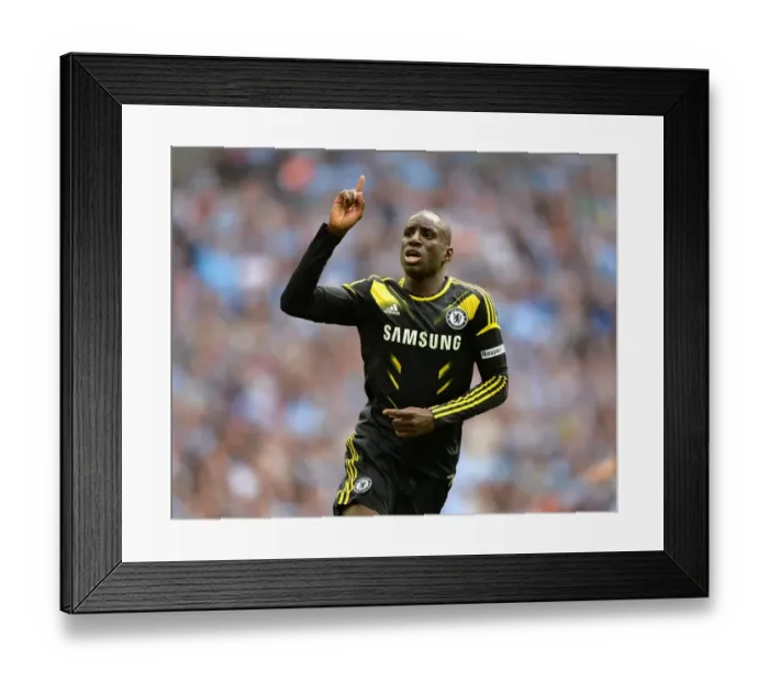 Framed Print : Demba Ba's Thrilling First Goal: Chelsea Takes the Lead Against Manchester City in FA Cup Semi-Final at Wembley Stadium (April 14, 2013)