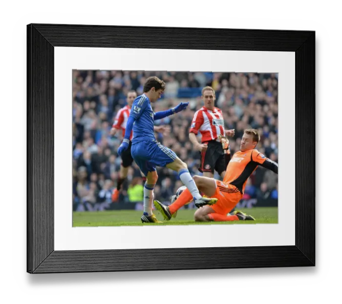 Framed Print : Oscar's Deflected Shot Results in Kilgallon's Own Goal: Chelsea vs. Sunderland (BPL, 7th April 2013)