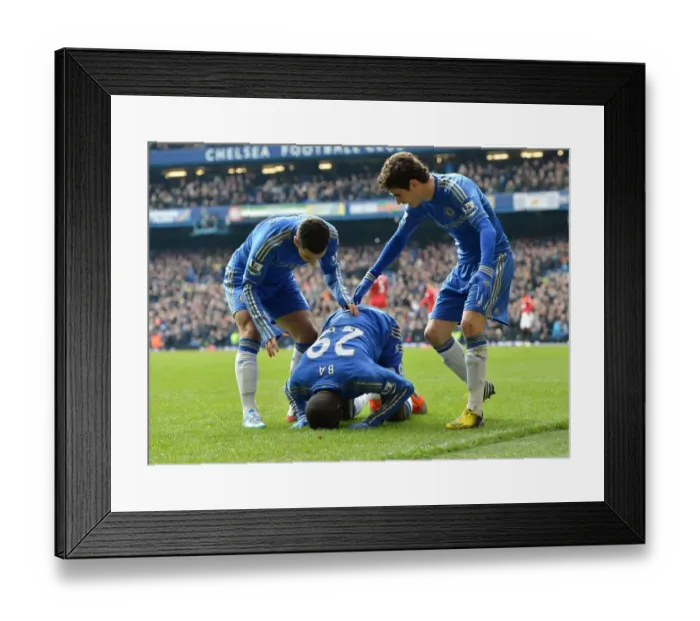 Framed Print : Chelsea's Demba Ba Scores Opening Goal in FA Cup Quarterfinal Replay Against Manchester United at Stamford Bridge Framed Print : Chelsea's Demba Ba Scores Opening Goal in FA Cup Quarterfinal Replay Against Manchester United at Stamford Bridge