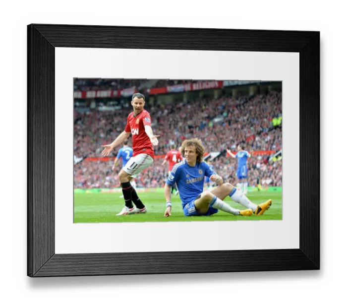 Framed Print : A Clash of Titans: David Luiz vs. Ryan Giggs - Manchester United vs. Chelsea (Barclays Premier League, 5th May 2013)