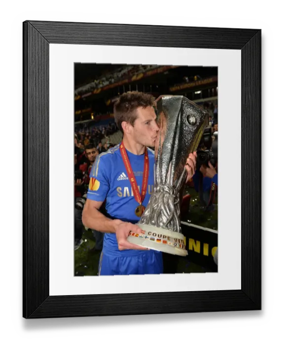 Framed Print : Cesar Azpilicueta Triumphs: Chelsea's Europa League Victory (May 16, 2013 - Chelsea vs. Benfica, Amsterdam Arena) Framed Print : Cesar Azpilicueta Triumphs: Chelsea's Europa League Victory (May 16, 2013 - Chelsea vs. Benfica, Amsterdam Arena)