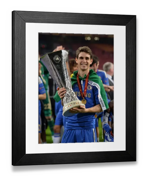 Framed Print : Chelsea's Oscar Lifts the Europa League Trophy: Chelsea FC Victory over Benfica (Amsterdam Arena, May 16, 2013)