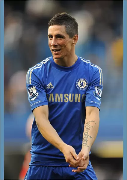 Fernando Torres Triumphant Moment: Chelsea's Champion Victory Over Everton at Stamford Bridge (Premier League 2012-2013) - Torres Celebrates after Final Whistle