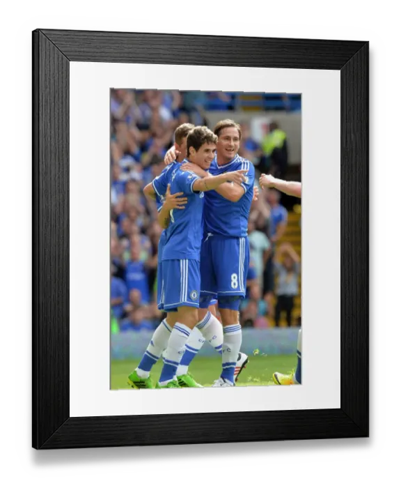 Framed Print : Chelsea's Oscar and Frank Lampard: A Celebration of Goalscoring Synergy (18th August 2013) Framed Print : Chelsea's Oscar and Frank Lampard: A Celebration of Goalscoring Synergy (18th August 2013)