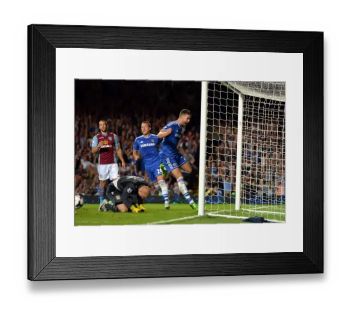 Framed Print : Chelsea's Ivanovic Scores Dramatic Winner Against Aston Villa in Premier League (August 2013)