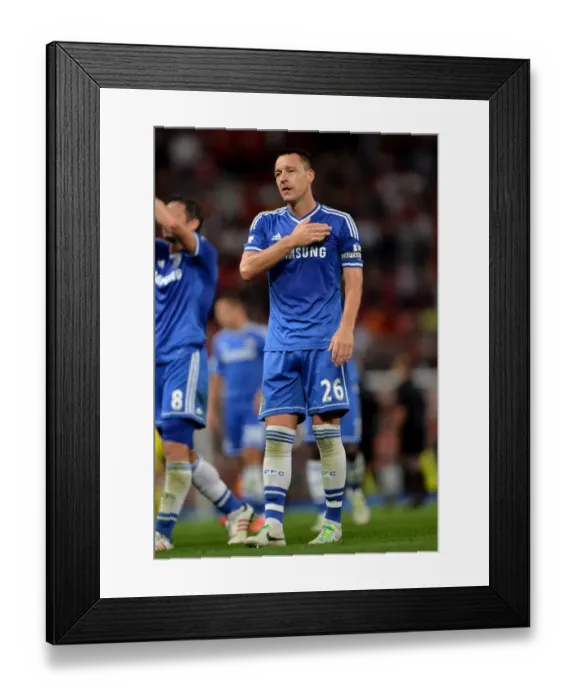 Framed Print : John Terry Salutes Chelsea Fans: Triumphant Moment at Old Trafford after Manchester United Victory (Premier League 2013) Framed Print : John Terry Salutes Chelsea Fans: Triumphant Moment at Old Trafford after Manchester United Victory (Premier League 2013)