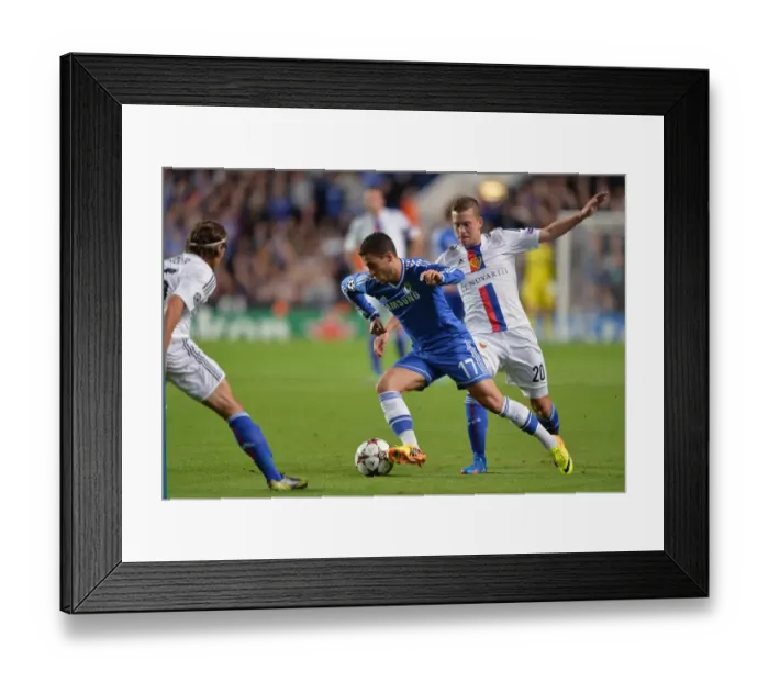 Framed Print : Champions League Showdown: Eden Hazard vs. Fabian Frei at Stamford Bridge (September 18, 2013)