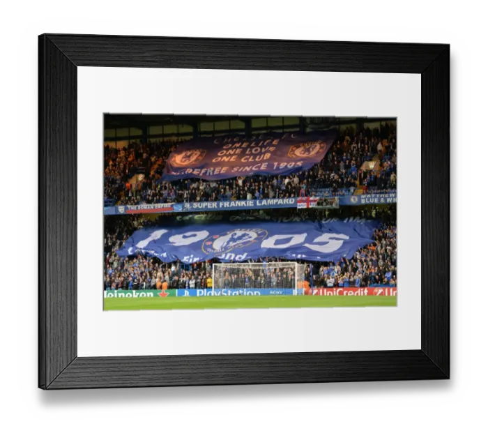 Framed Print : A Sea of Blue: Chelsea FC's Stamford Bridge Erupts in UEFA Champions League Battle against FC Basel (18th September 2013)