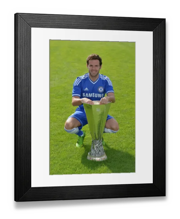 Framed Print : Chelsea Football Club: Juan Mata at 2013-2014 Squad Photocall, Cobham Training Ground