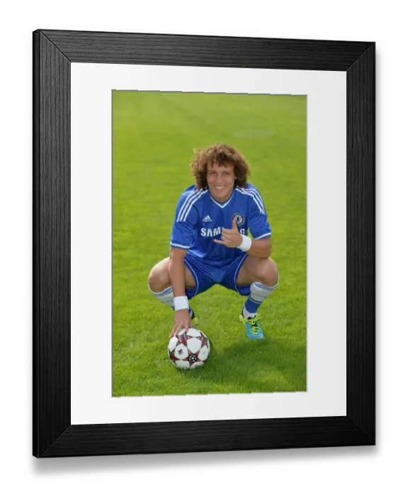 Framed Print : Chelsea Football Club: 2013-2014 Season - David Luiz at Squad Photocall, Cobham Training Ground