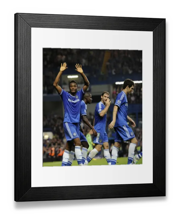 Framed Print : Jon Obi Mikel's Triumphant Moment: Chelsea's Second Goal Against Fulham (September 21, 2013)