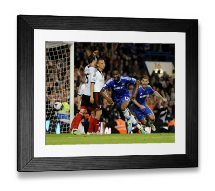 Framed Print : Jon Obi Mikel's Euphoric Moment: Chelsea's Second Goal Against Fulham (Sept 21, 2013)
