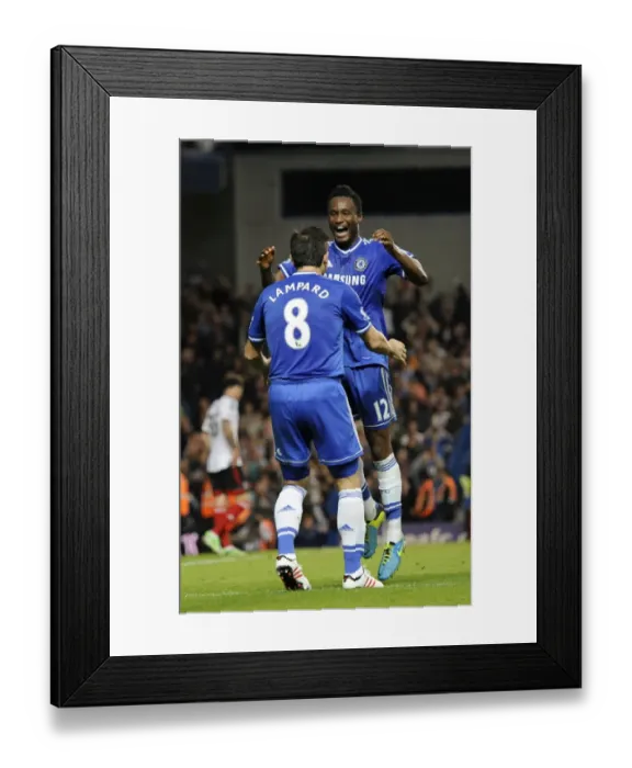 Framed Print : Chelsea's Mikel and Lampard: A Dynamic Duo Celebrates Their Second Goal Against Fulham (September 21, 2013)