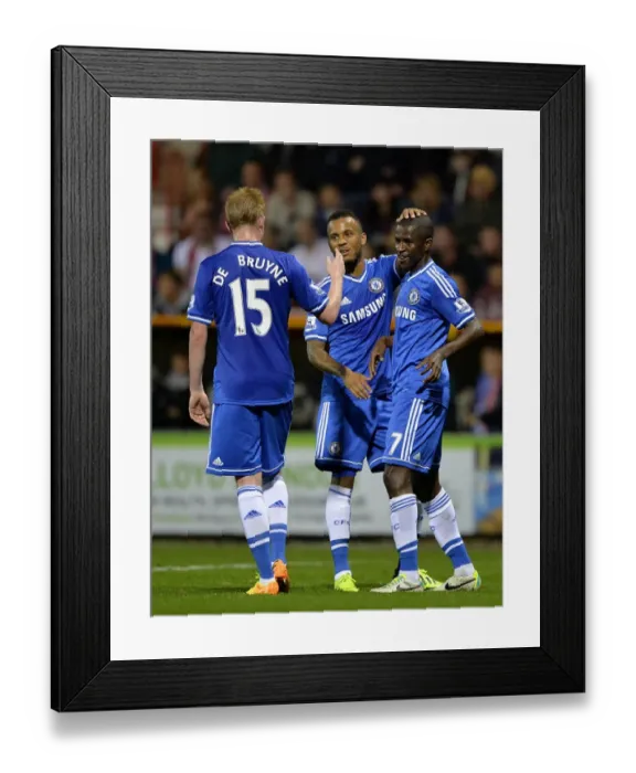 Framed Print : Chelsea's Ramires and Teammates Celebrate Double Strike Against Swindon Town in Capital One Cup