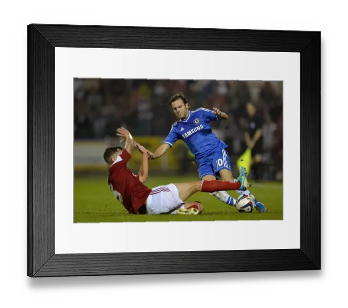 Framed Print : Battle for the Ball: Juan Mata vs. Grant Hall - Swindon Town's Courageous Stand against Chelsea