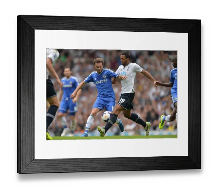 Framed Print : Intense Rivalry: Juan Mata vs. Mousa Dembele - A Battle for Supremacy in the Premier League Clash between Chelsea and Tottenham Hotspur (September 2013)
