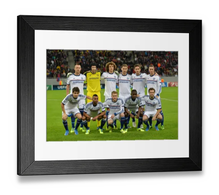 Framed Print : Chelsea Players Unite for Pre-Match Photo at Steaua Bucharest's Stadionul Steaua - UEFA Champions League Group E (1st October 2013)