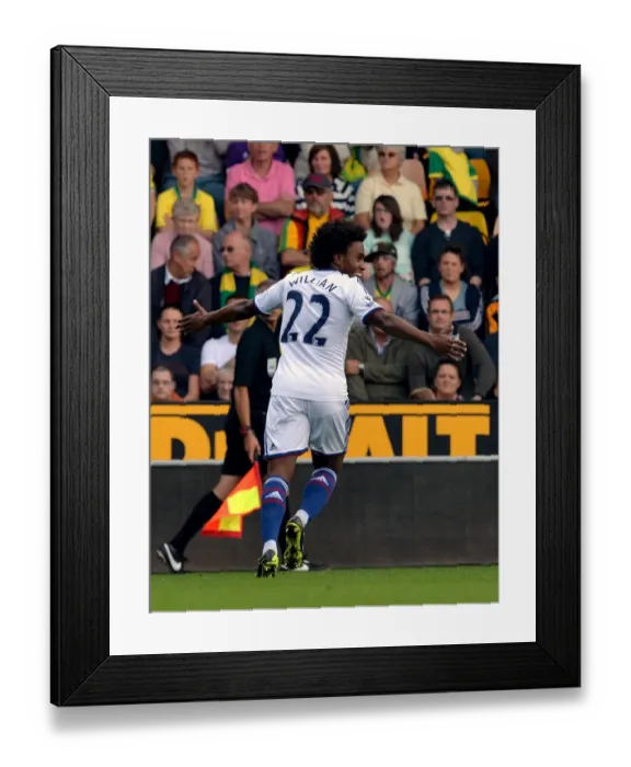 Framed Print : Willian's Hat-Trick: Chelsea's Third Goal vs. Norwich City (October 6, 2013)