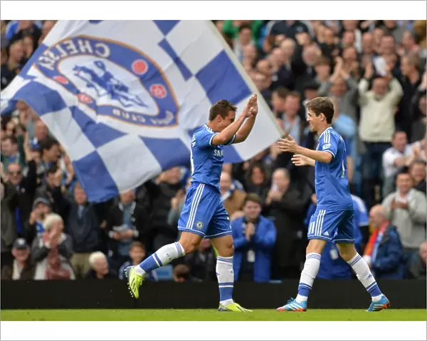 Chelsea's Azpilicueta and Oscar in Jubilant Celebration: Oscar's Goal vs. Cardiff City (September 21, 2013)