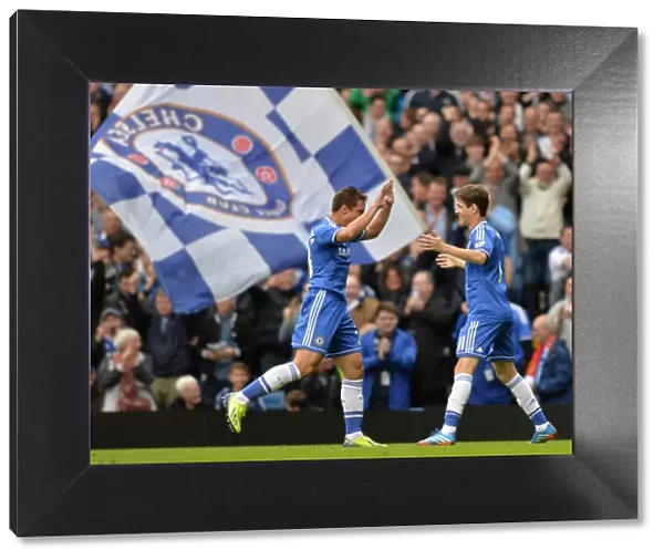Chelsea's Azpilicueta and Oscar in Jubilant Celebration: Oscar's Goal vs. Cardiff City (September 21, 2013)