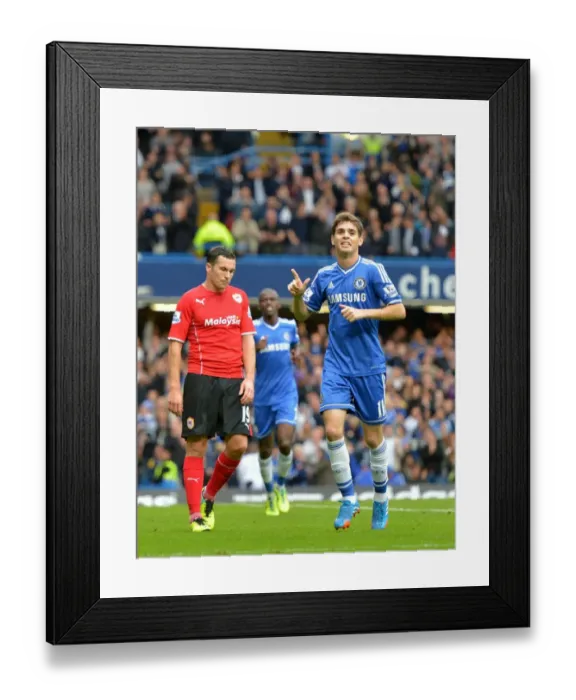 Framed Print : Chelsea's Oscar: Third Goal Celebration vs. Cardiff City (September 21, 2013) Framed Print : Chelsea's Oscar: Third Goal Celebration vs. Cardiff City (September 21, 2013)