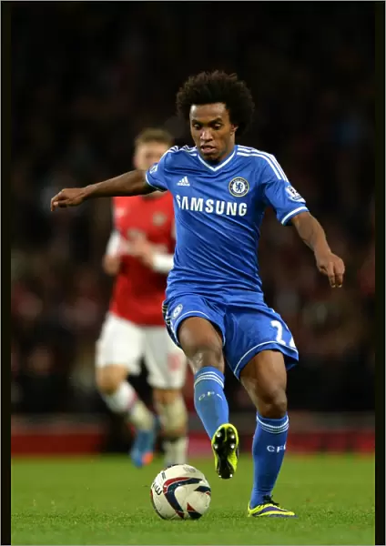 Willian Leads Chelsea to Victory: Intense Arsenal vs. Chelsea Capital One Cup Showdown at Emirates Stadium (October 29, 2013)