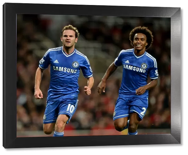 Chelsea's Juan Mata and Willian: Unstoppable Duo Celebrates Double Strike Against Arsenal in Capital One Cup