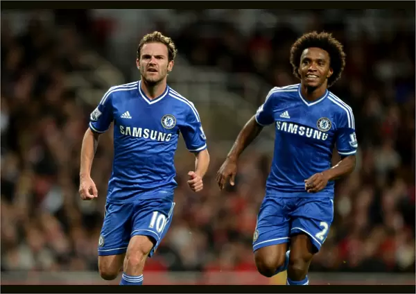 Chelsea's Juan Mata and Willian: Unstoppable Duo Celebrates Double Strike Against Arsenal in Capital One Cup