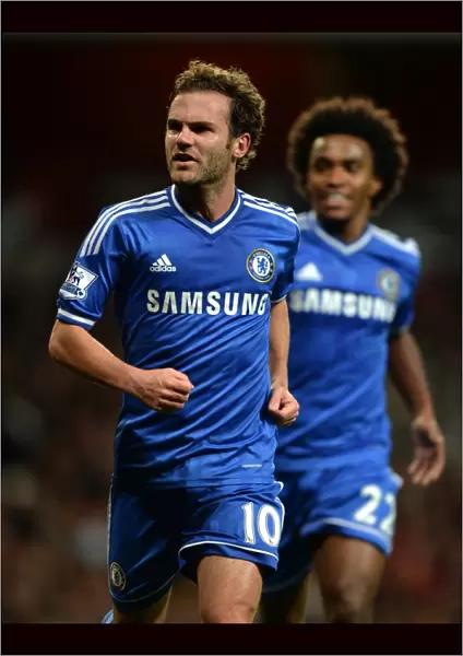 Juan Mata's Double Strike: Chelsea's Victory Celebration vs. Arsenal in Capital One Cup (October 29, 2013)